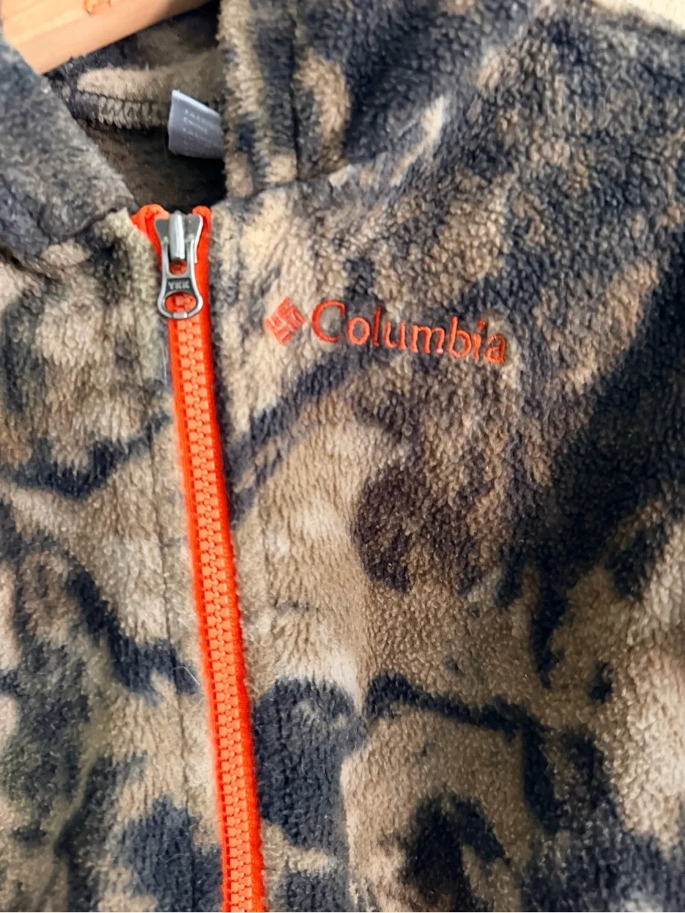 Columbia Toddler Hooded Fleece One-Piece in Camo and Orange